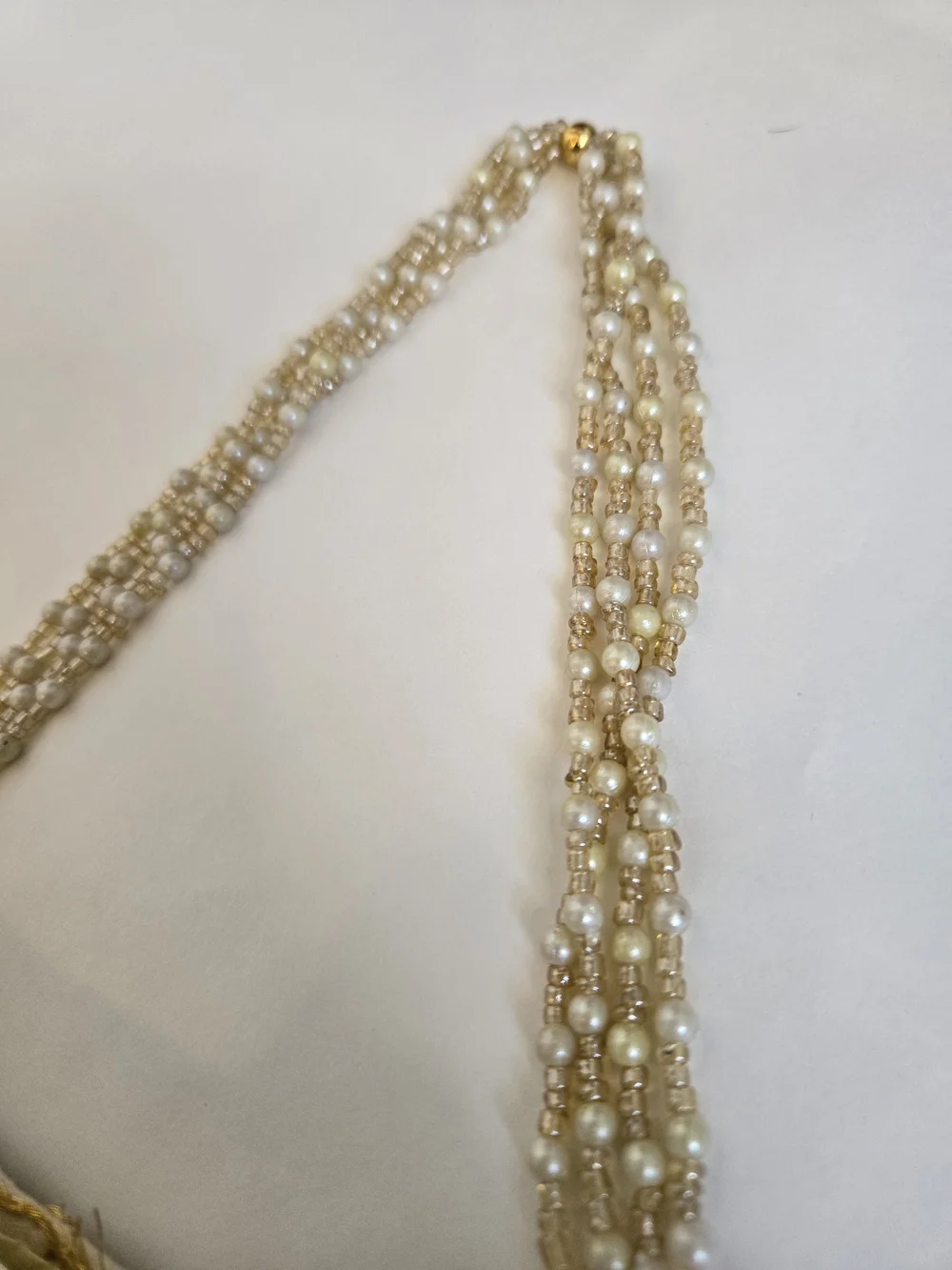 Beautifully Embroidered Delicate Ivory & Gold Evening Bag with Pearl Handle